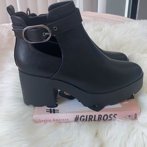 Emmery Black Platform Ankle Booties